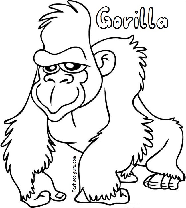 Free Printable gorilla coloring sheets